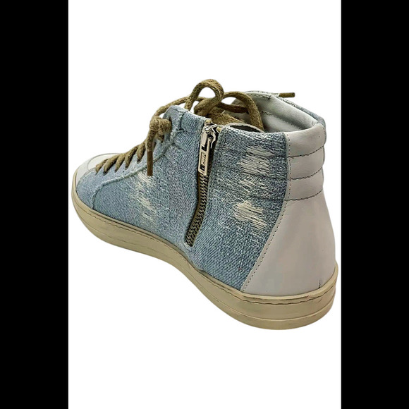P448 Women's Skate Leather High Top Italian Sneaker Denim 2 - Medium - Picture 3 of 3